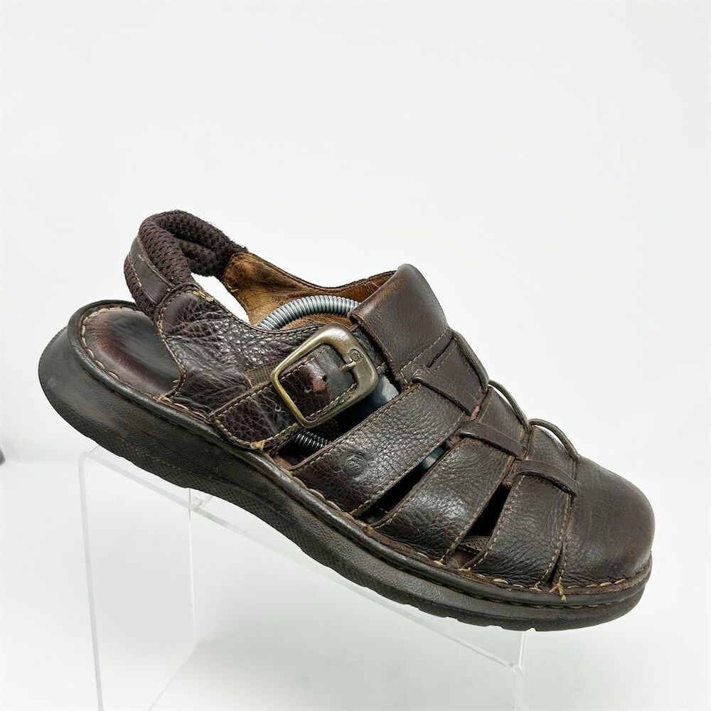 Born Men's Brown Leather Fisherman Slingback Sandals Size 11 Casual Summer